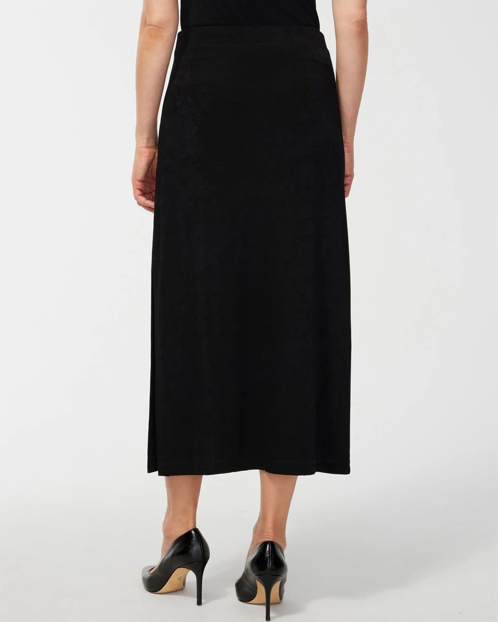 ◇LENINA◇ MICHAEL slit midi skirt Tiana Leather Midi Skirt - Metallic Blue